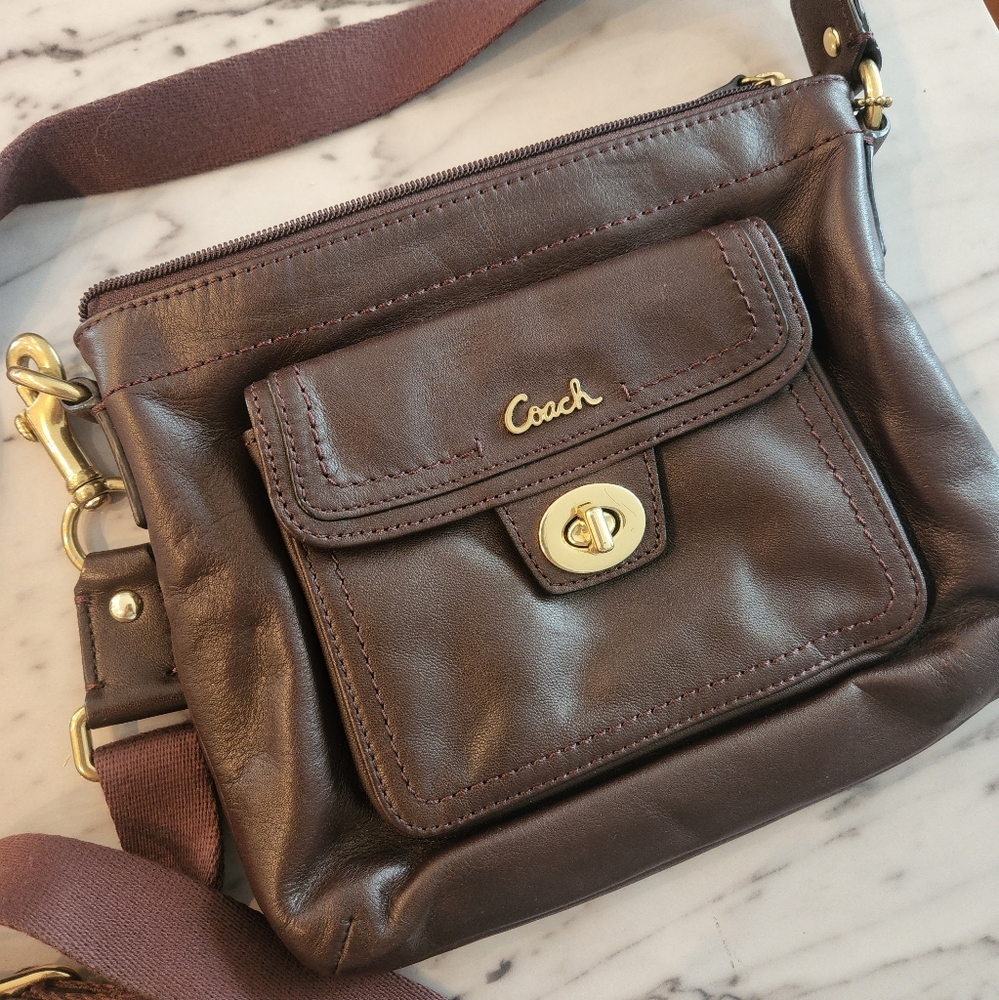 Brown Coach Twist Lock Crossbody